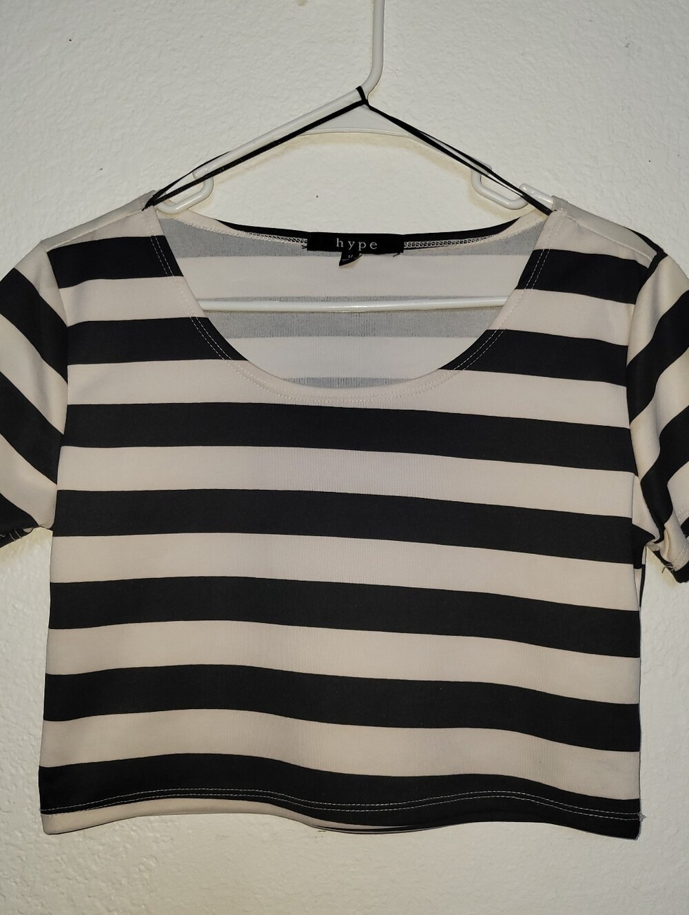 Hype Black & White Horizontal Stripe Crop Top